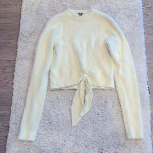 Lulus ivory soft tie front sweater.  XS